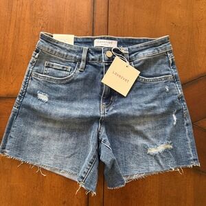 NWT Lovervet by Vervet Womens High Rise Distressed Denim Shorts Blue LV1638 Sz S